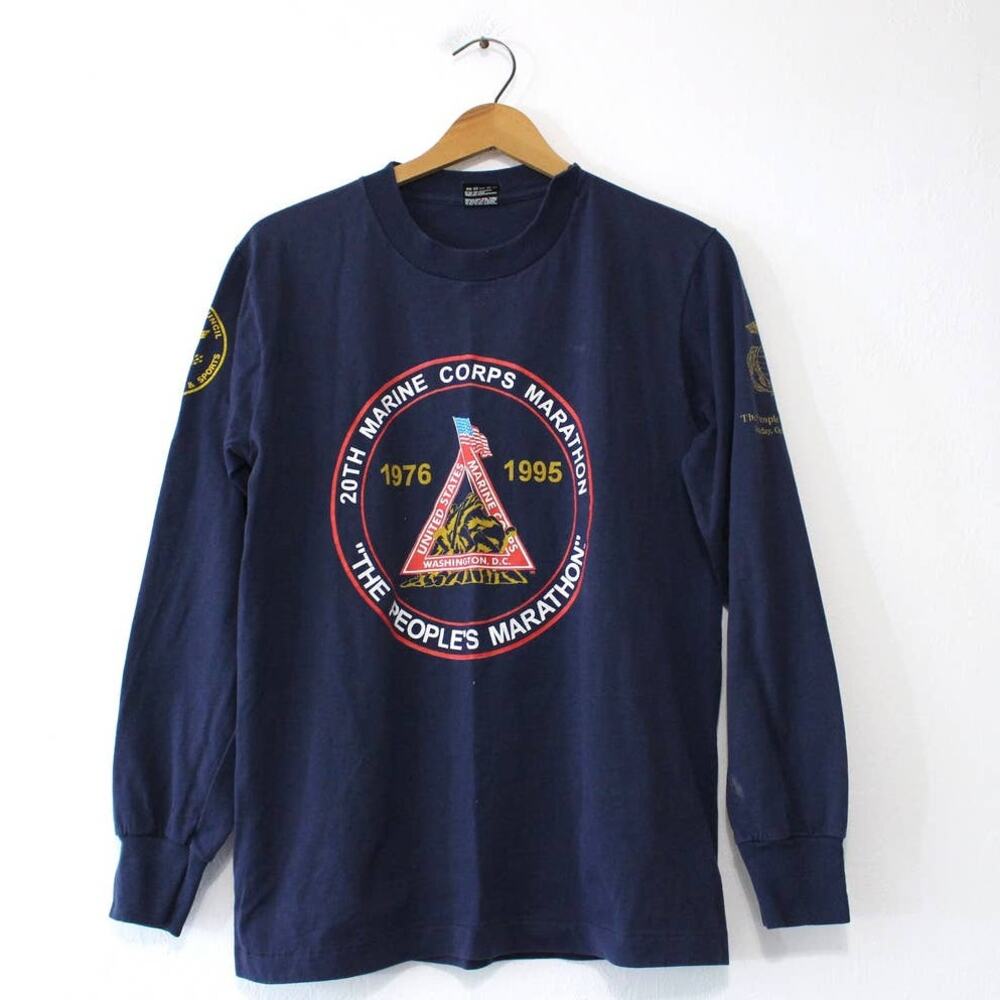 Vintage United States Marine Corps USMC Marathon Long Sleeve T Shirt Medium